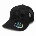 BLACK/BLACK Lace Up Trucker Hat